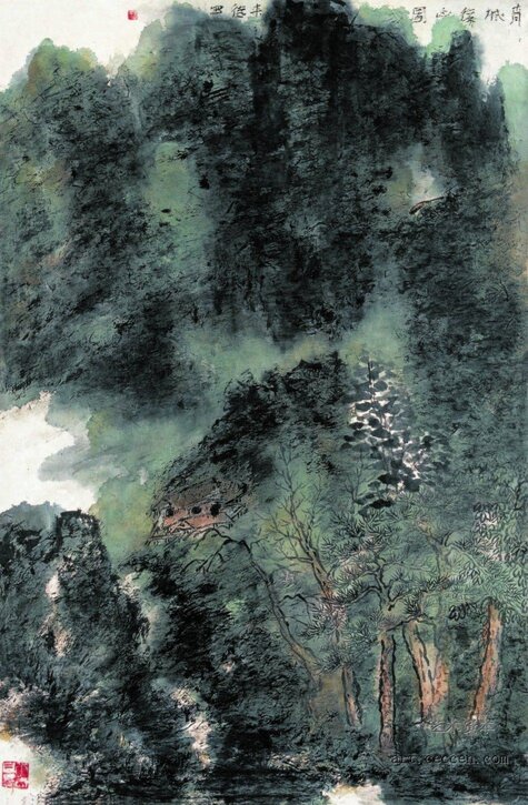 青城后山图 曾来德 水墨136X68cm 2006年